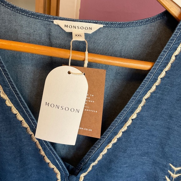 XXL Monsoon London Peacock feather dress blue NWT - Picture 7 of 16